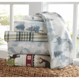 Printed Fleece Sheet Set, , large