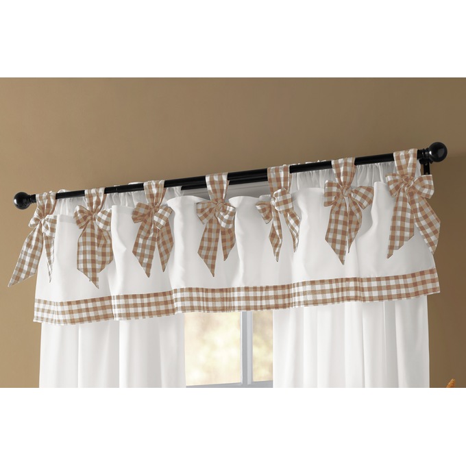 Gingham Trim Valance with Bows, , large