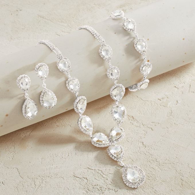 Crystal Pear-drop Jewelry Set, , large
