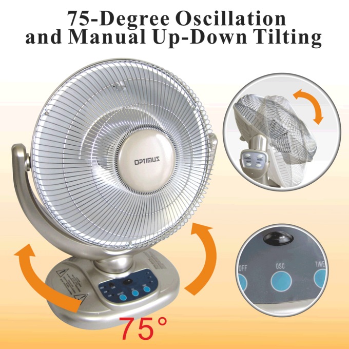 Optimus 14" Oscillating Dish Heater with Remote, , large