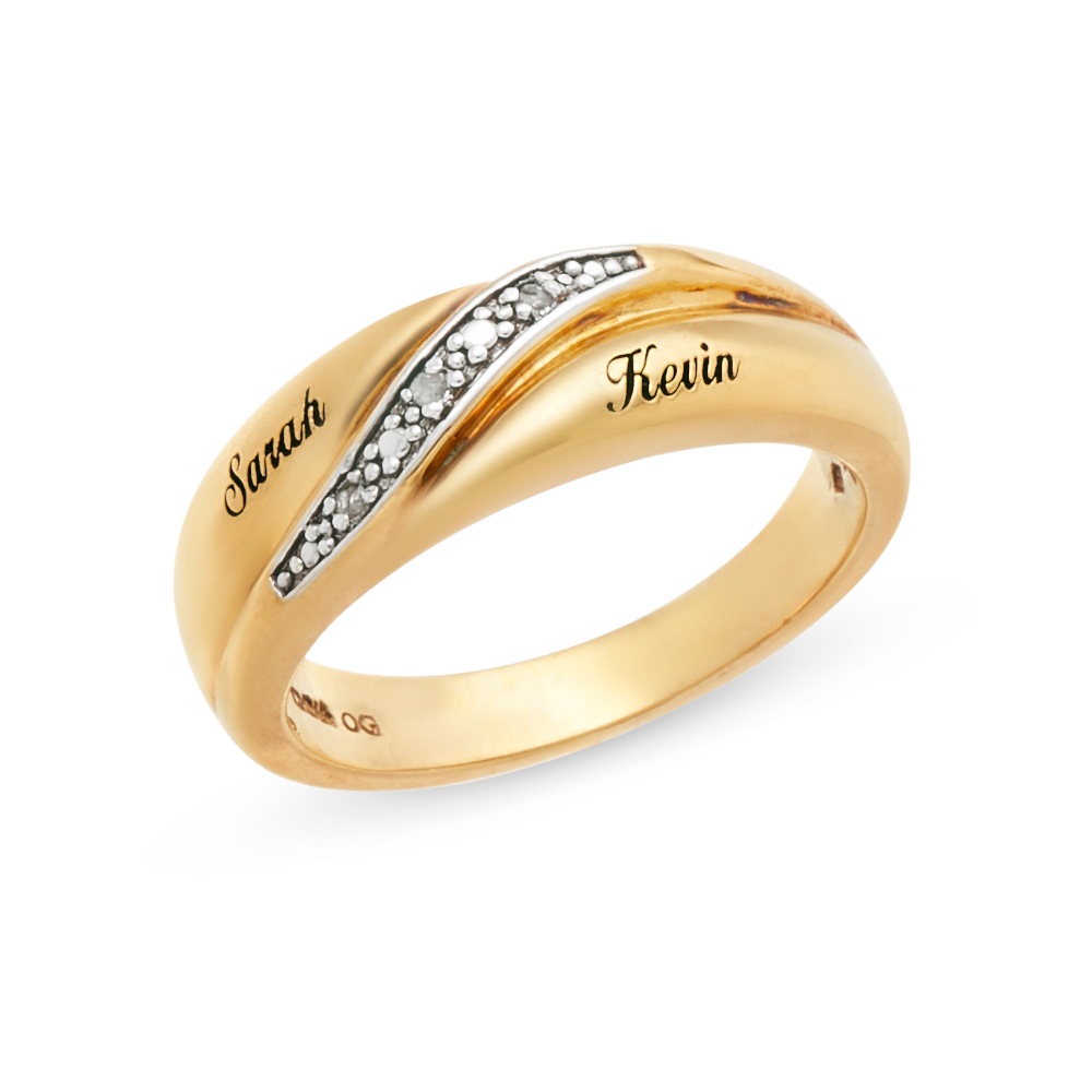 Personalized Unisex Diamond Name Wedding Band, , large