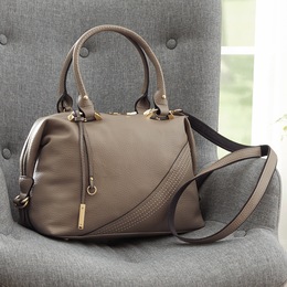 Faux Leather Sam Dual-Handle Satchel, , large