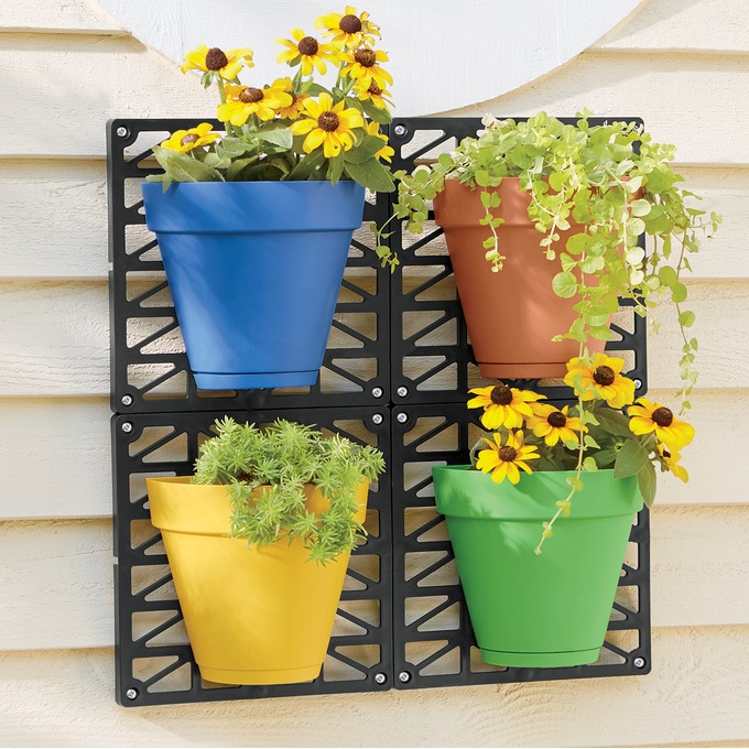Wall Mount Planter Kit | Seventh Avenue Vertical garden kit wall hanging flowers gardening plants herbs pots planters x4.