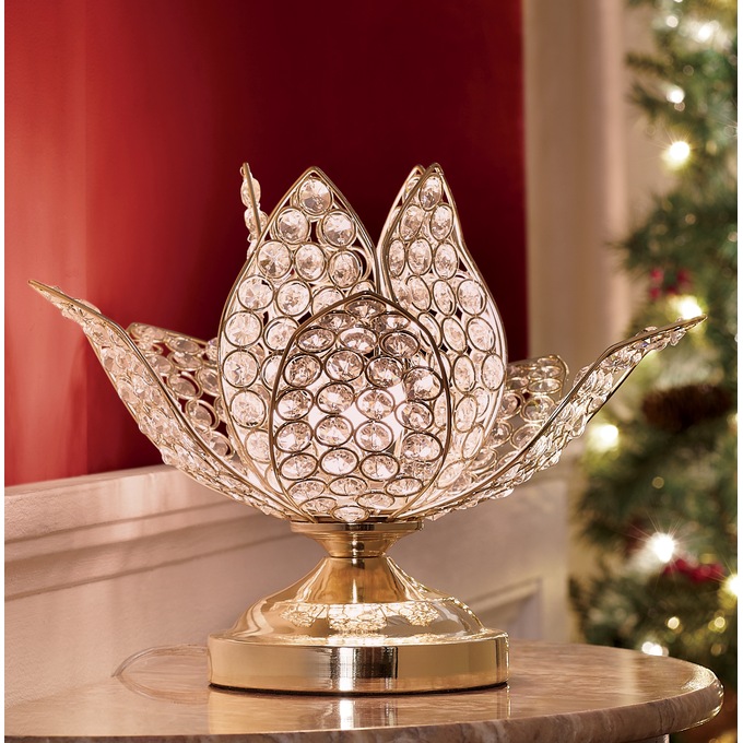 Crystal Lotus Lamp, Gold, large