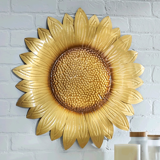 Golden Metal Sunflower Art, , large