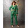 Jenna Jacquard Women's Pant Suit Set with Brooch Closure, , large