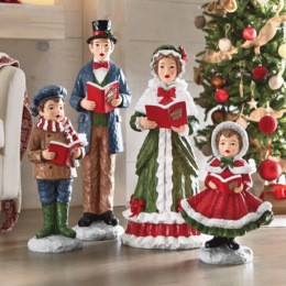 4-Piece Lit Resin Caroler Family, , large