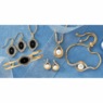 Goldtone Diamond Accent Gem Drop Jewelry Set, , large
