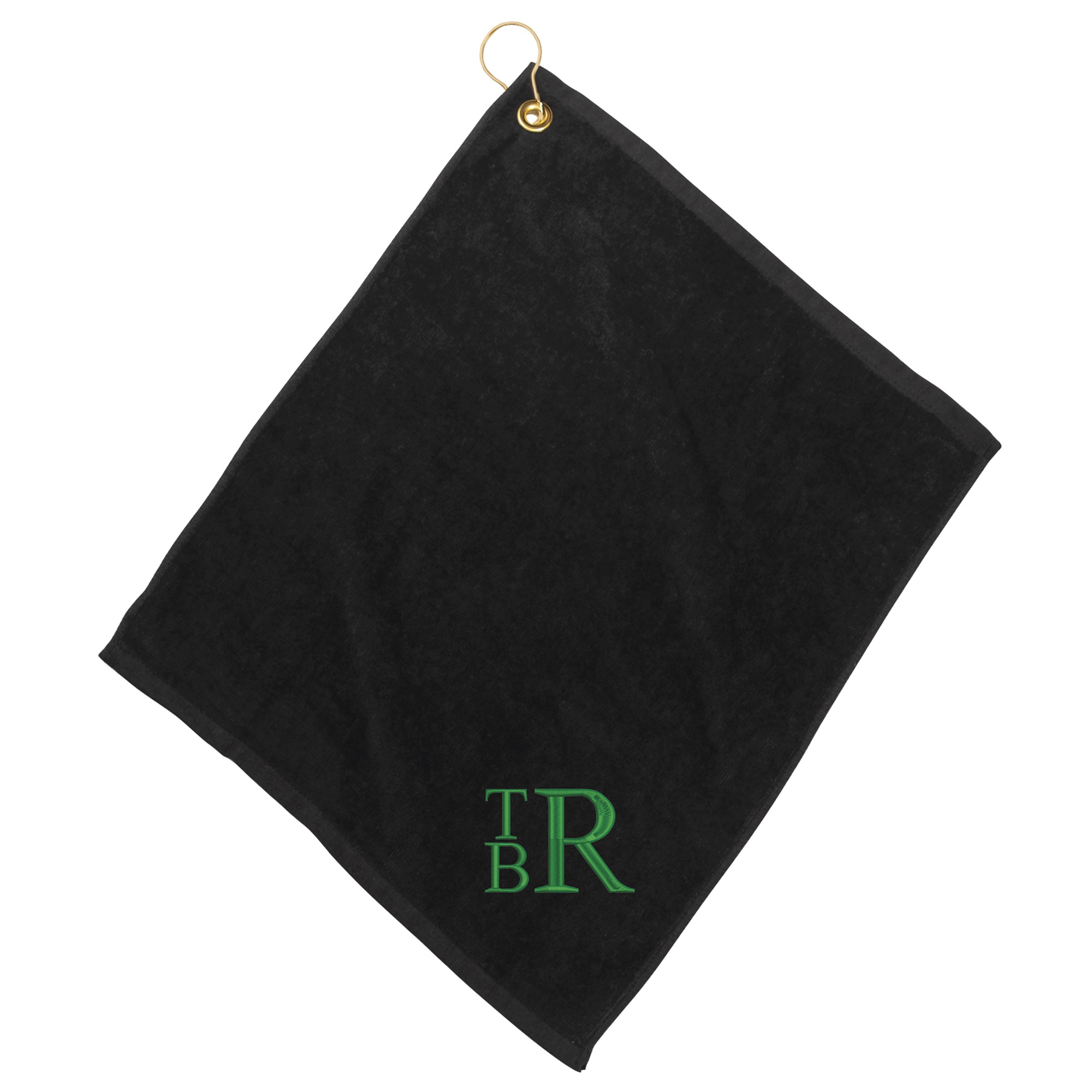 Personalized Stacked Monogram Golf Towel, Emerald Green, large