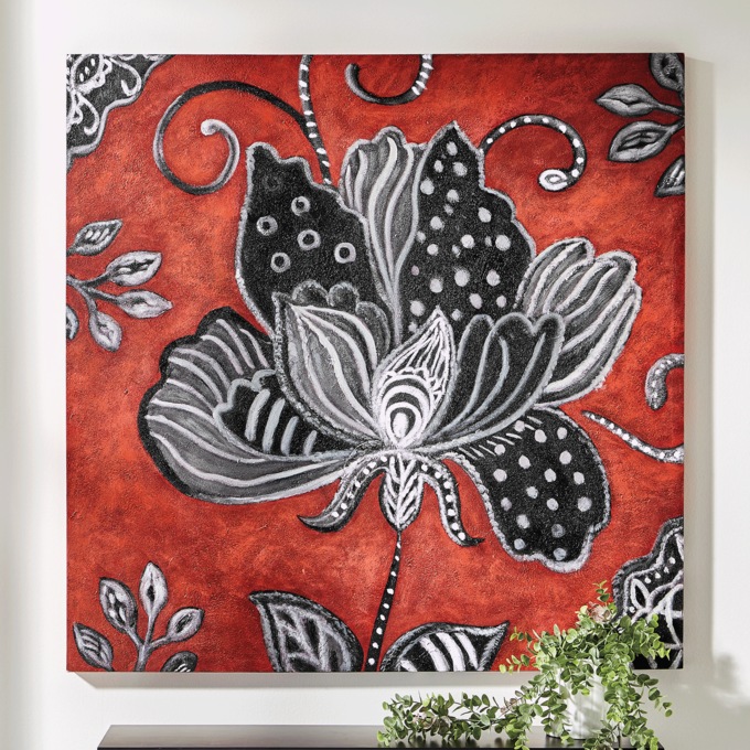 Contrast Patterned Floral Wall Art, , large