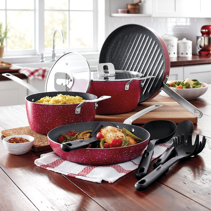 Ginny's 10-Piece Stackable Nonstick Cookware Set, , large