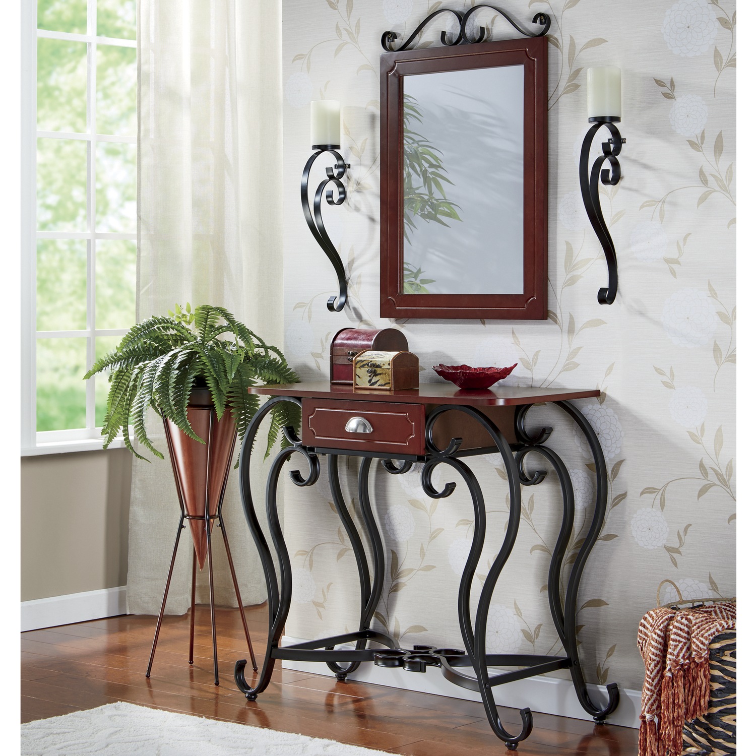 Entry Table With Mirror And Sconce Set Seventh Avenue Entry Table With Mirror And Sconce Set