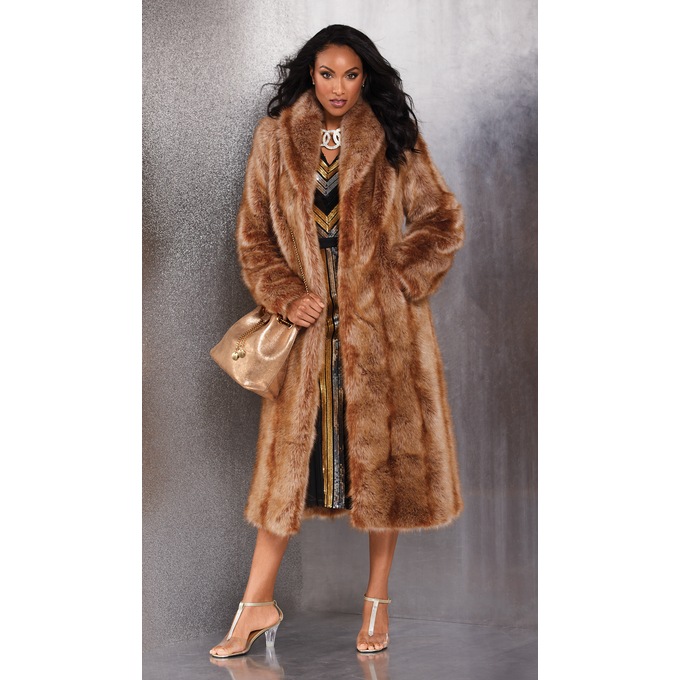 Long Faux-Fur Fox Coat, Fox, large