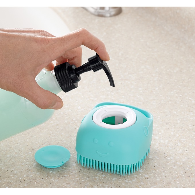 Set of 2 Pet Shampoo-Dispensing Grooming Brushes, , large