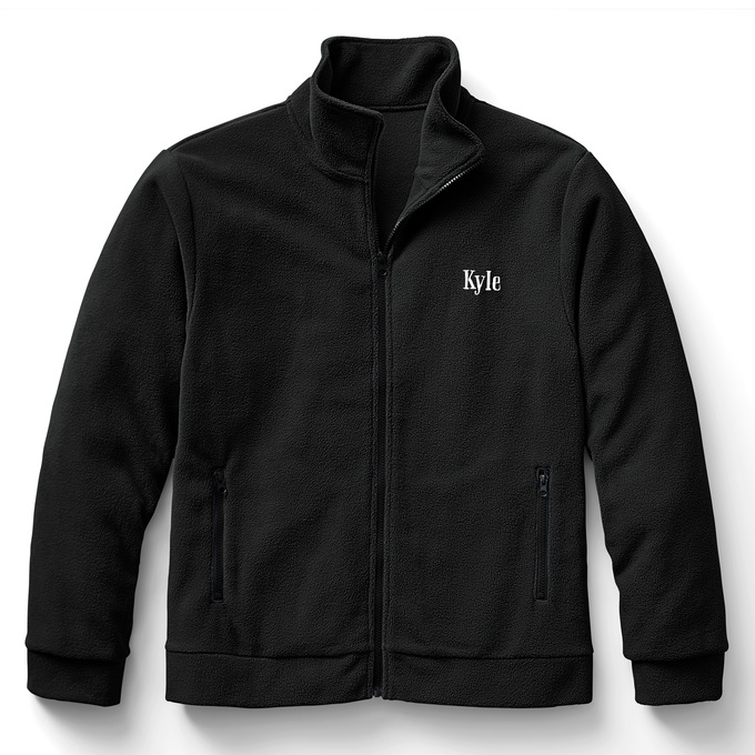 Personalized Men's Fleece Jacket with Front Zipper and Embroidered Name, , large