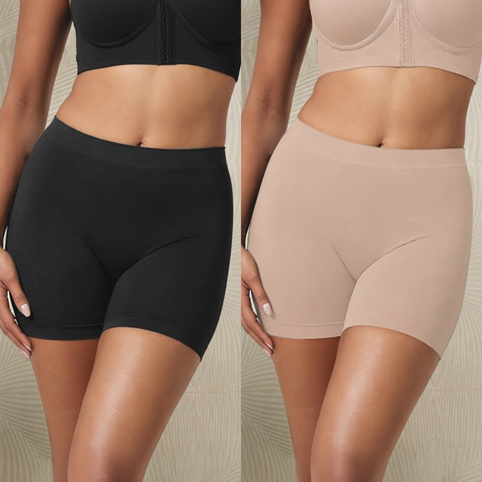 2-Pack Seamless Comfort Women&rsquo;s Boy Shorts with Light Control, Black Roebuck, large