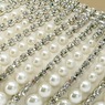 Azalea Wang Davina Ankle Strap 3" Pump with Rhinestones and Faux Pearls, , large