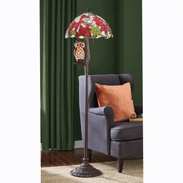 Stained Glass Owl Floor Lamp, , large