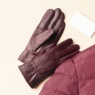 Classic Cinched Leather Gloves, , large