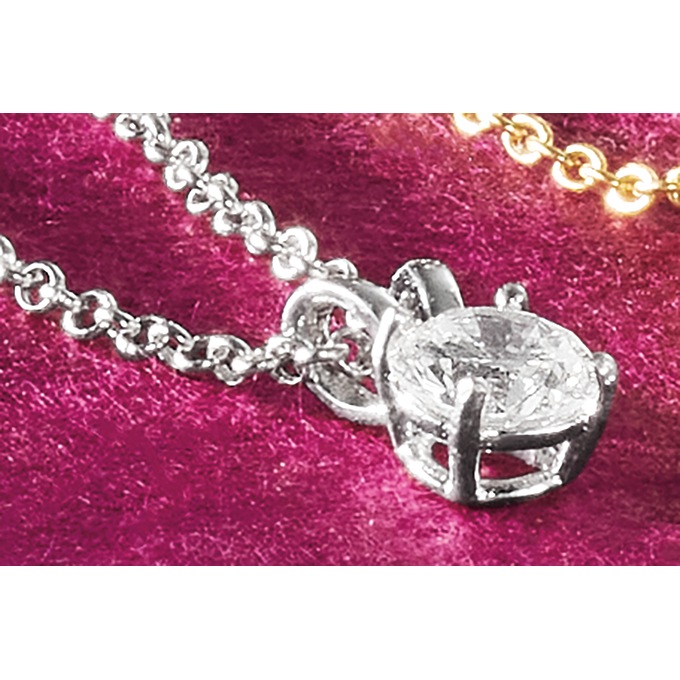 Sterling Lab-Created Diamond Round Solitaire Pendant, , large
