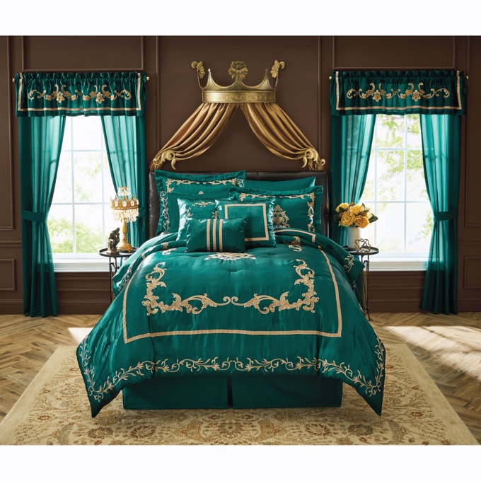 Anastasia Embroidered Satin 21-pc. Bed Set, , large