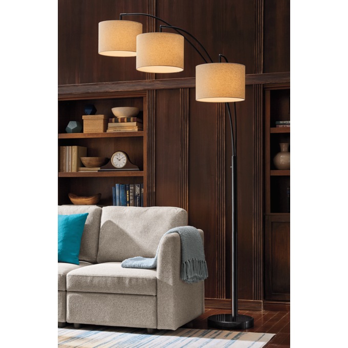 Three-Headed Floor Lamp, Black, large
