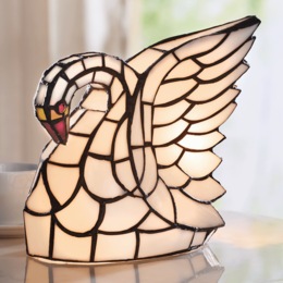 Stained Glass Swan Lamp, , large