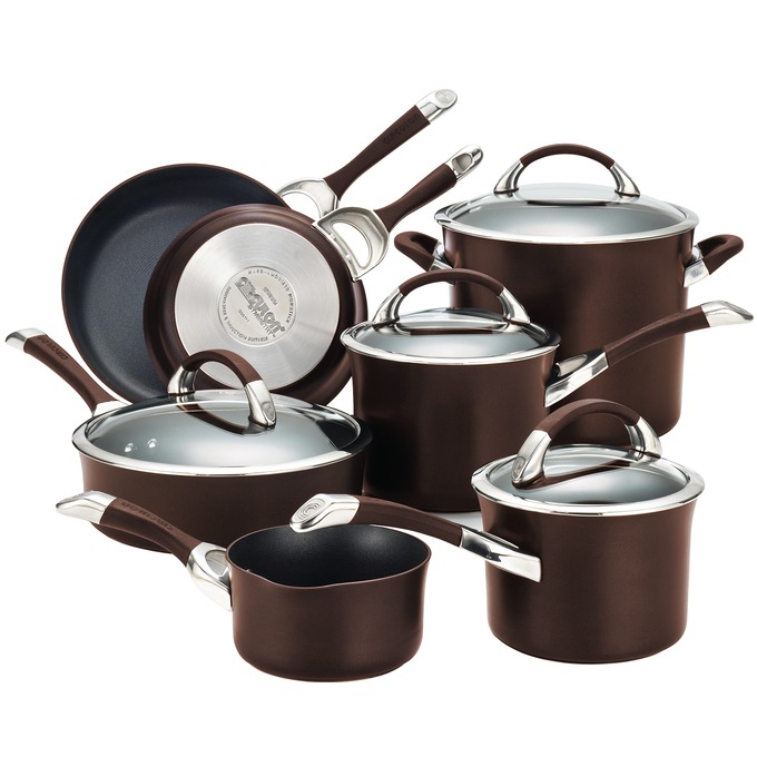 Circulon Symmetry Hard-Anodized Nonstick Cookware Set, Chocolate, large