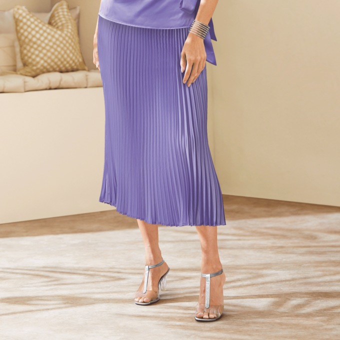 Charmeuse Pleated Skirt, , large