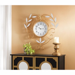 Mirrored Leaves Wall Clock, , large