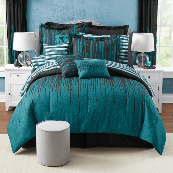 Gilda 30-Piece Complete Comforter and Curtain Set with 2 Coordinating Sheet Sets, , large