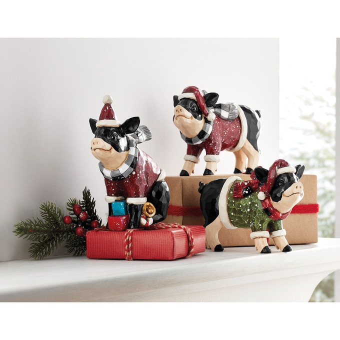 Set Of 3 Holiday Pigs Décor, , large