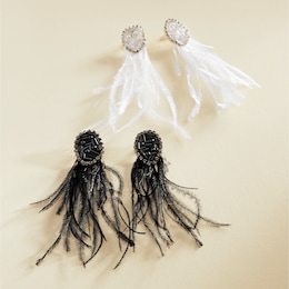 Feather and Bead Earrings, , large