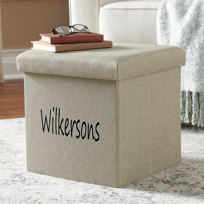 Folding Storage Ottoman, , large