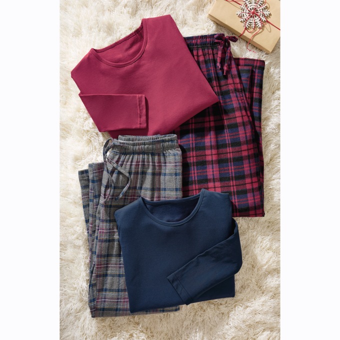 4-Piece Plaid PJ Set, , large