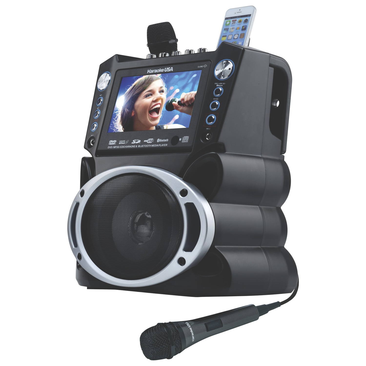 DVD CDG MP3G Karaoke System with 7" Screen, Record & Bluetooth by