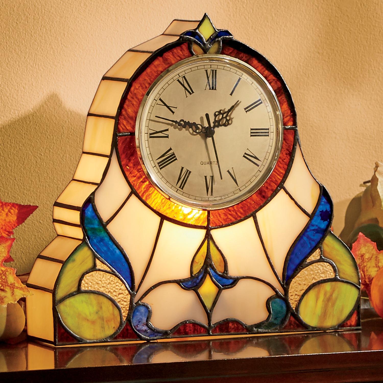 Wicklow Stained Gl Mantel Clock Seventh Avenue Wicklow Stained Gl Mantel Clock