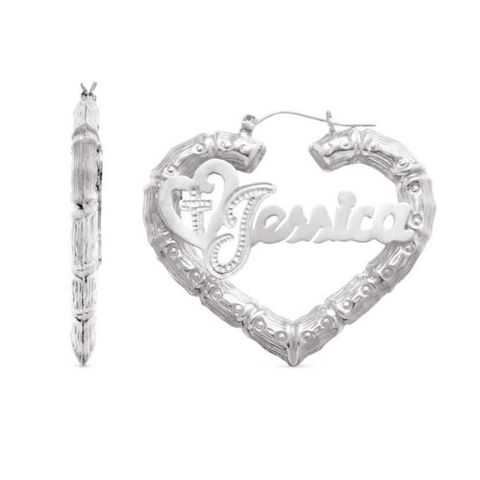 Name/Religious Heart Earrings, , large