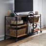 Expandable Rotatable Powered TV Stand, Brown, large