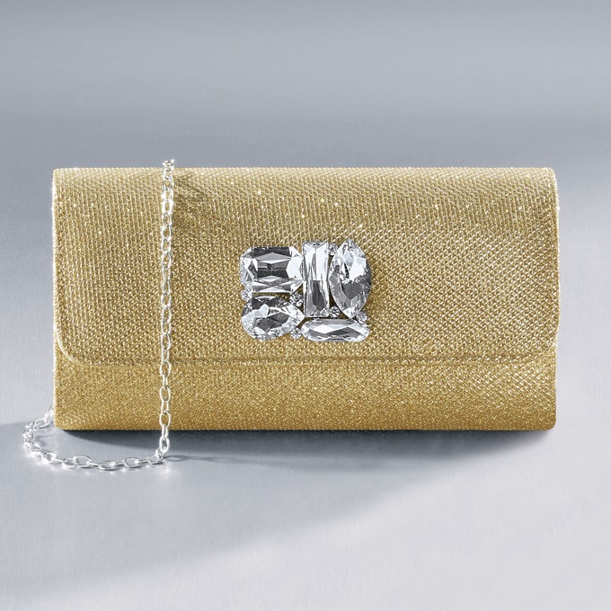 Whittall & Shon Gold Jeweled Clutch, , large