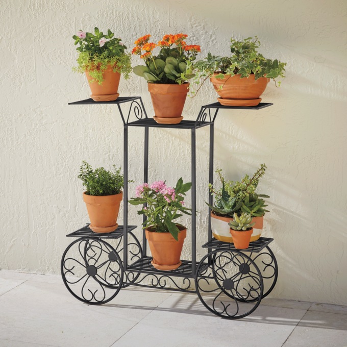 Cart Plant Stand, Black, large
