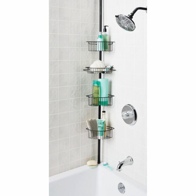 Pole Shower Caddy, Brushed Stainless Steel, large