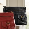 Leather Multi Pocket Satchel, Black, large