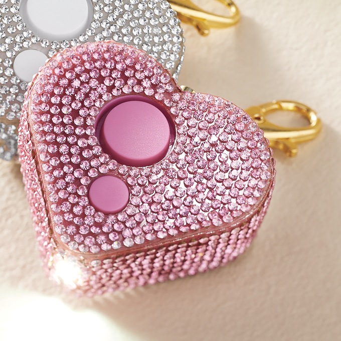 Rhinestone Heart Charm Alarm and LED Light with Easy Push-Button Operation, , large