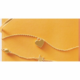 10K Gold Heart Charm Bracelet, , large