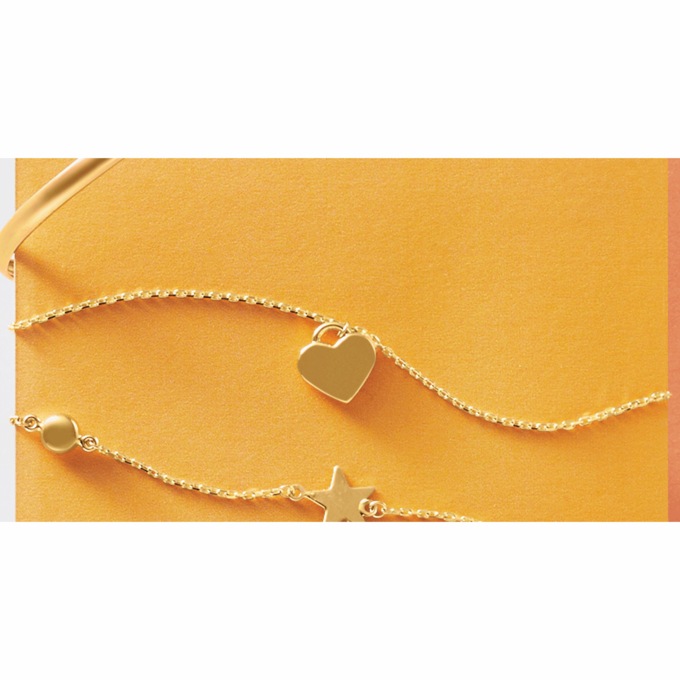 10K Gold Heart Charm Bracelet, , large