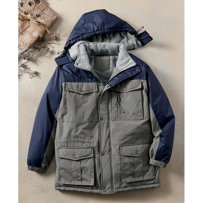 Men&#39;s Hooded Colorblock Insulated Parka, , large