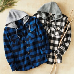 Men&#39;s Flannel with Fleece Hoodie, , large