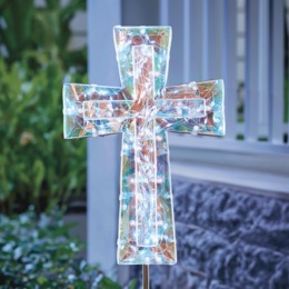 Prism Cross Lit Solar Stake, , large