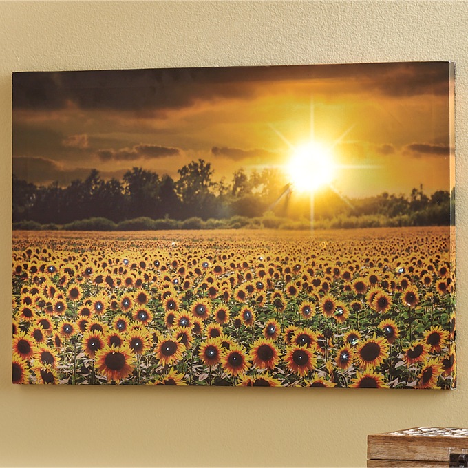 Lit Sunflower Fields Wall Art, , large